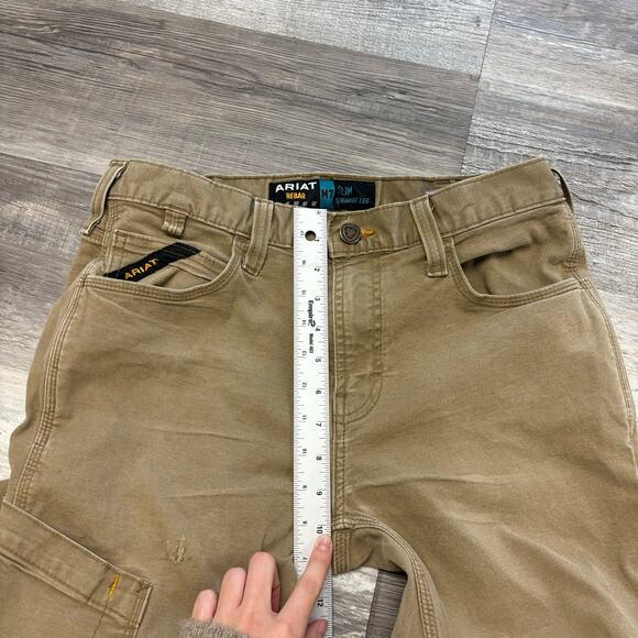 Ariat Rebar M7 Mens 32x29 Slim Fit Straight Leg Workwear Khaki Cargo Pants - Picture 11 of 13